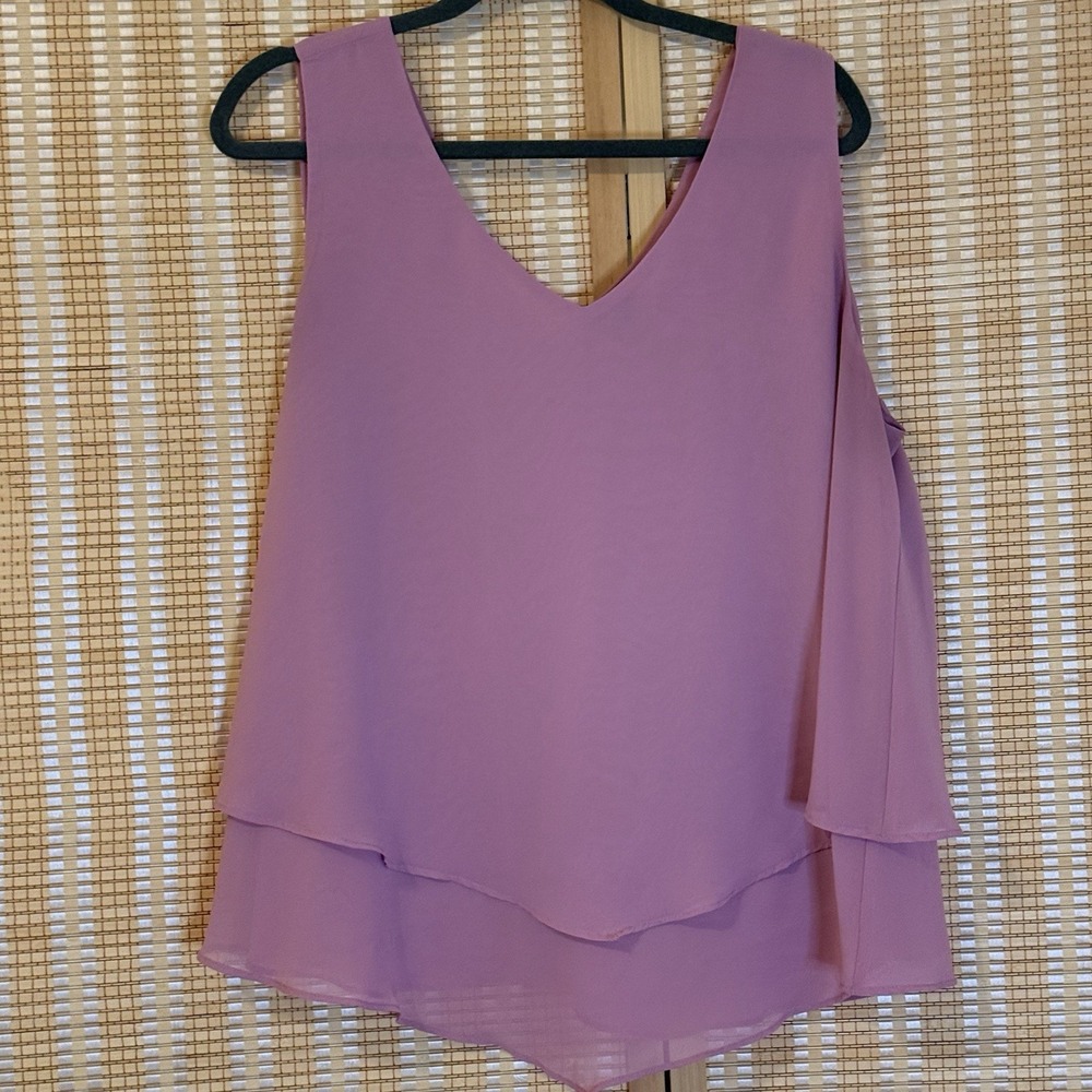 Torrid Womens XL Silky Top Handkerchief Hem Lavender Sleeveless Office Party